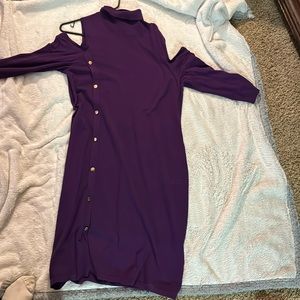 Cold shoulder sweater dress.